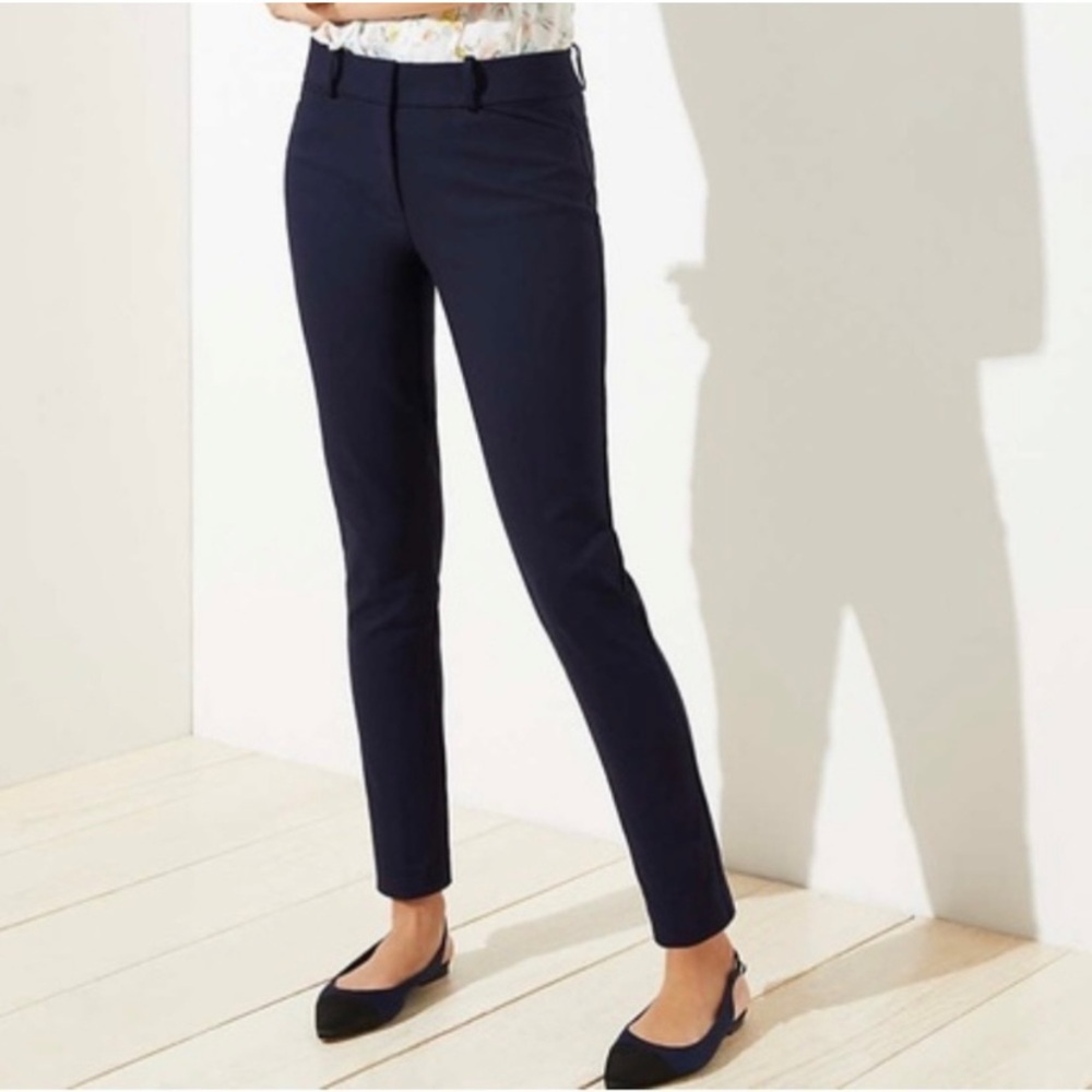 Loft Marissa Ankle Petite Navy Pants